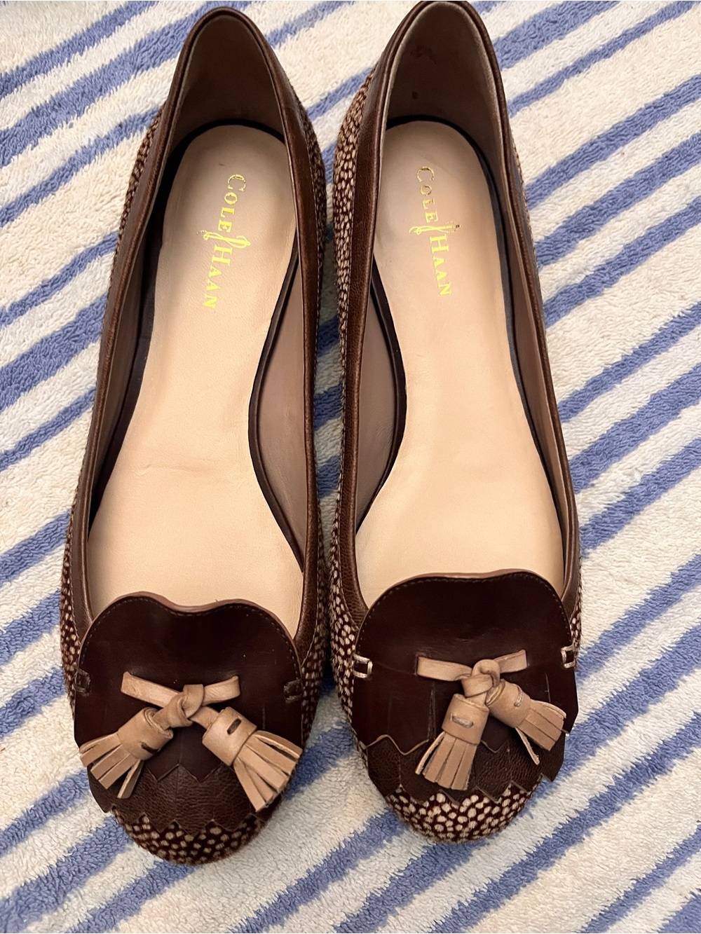 Cole Haan Brown Speckled Tassel Loafers Women